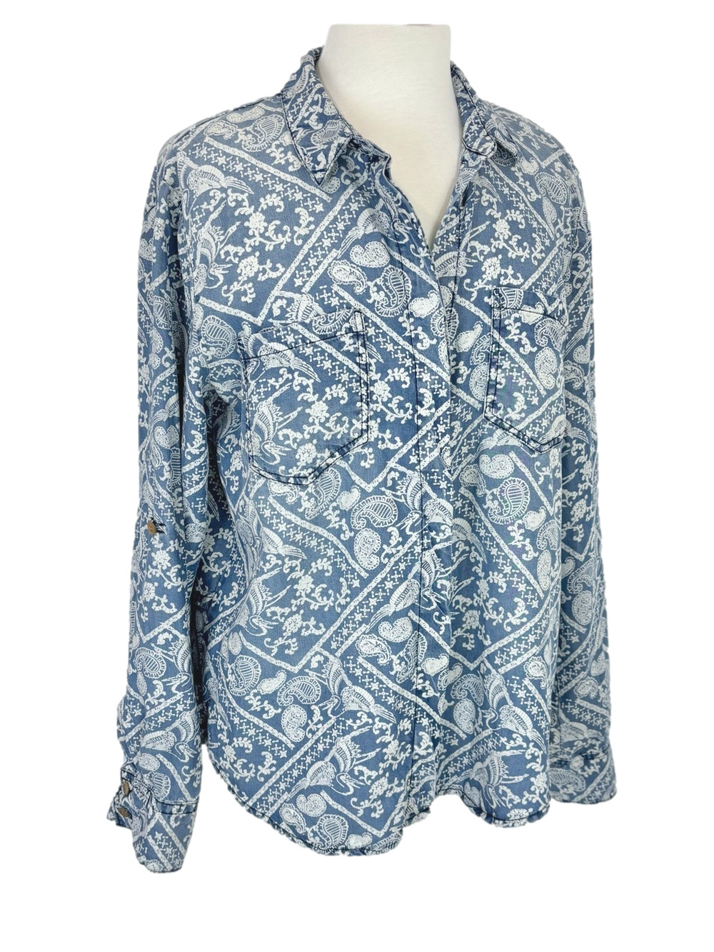 Velvet Heart blue bandana print shirt